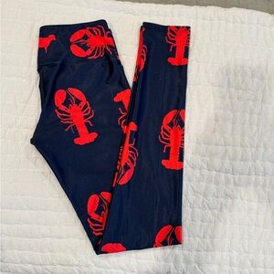 Goldsheep Lobster Print Leggings - Navy and Red